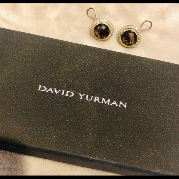 SOLD - 18k Gold, Diamond & Smokey Quartz Earrings - Picture 6 of 8